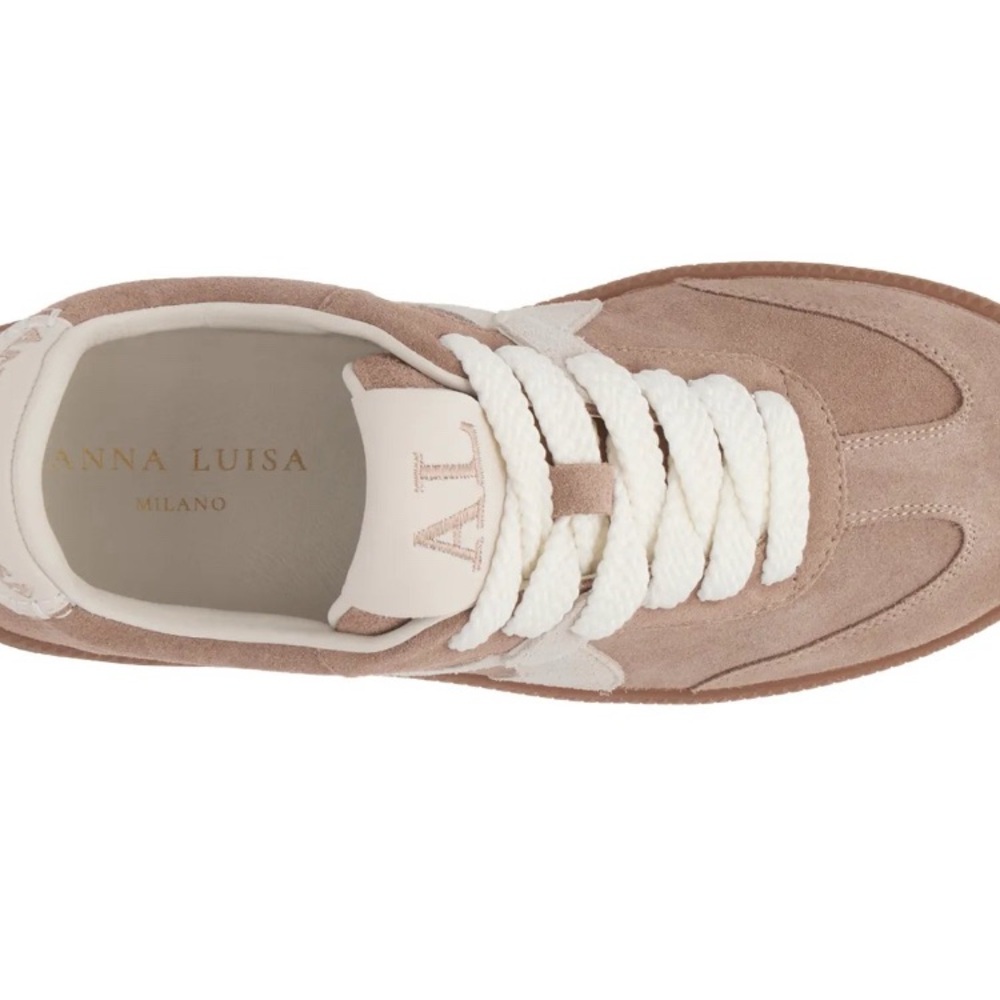 Elegant Tan Suede Women's Sneakers - Picture 7 of 7